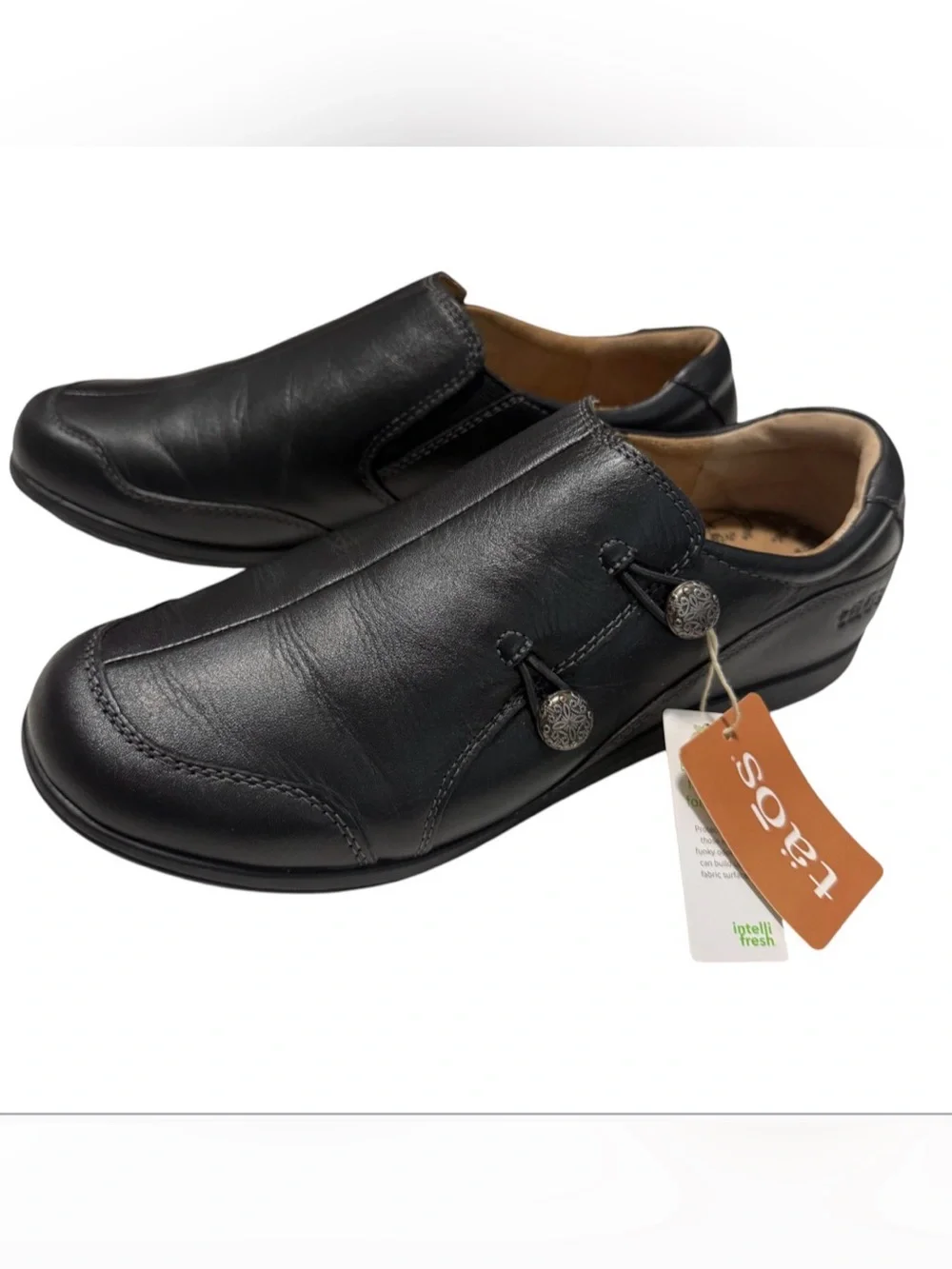 Taos Blend Shoes Womens Size 8.5 Leather Comfort Slip On Loafers Black